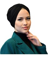 Black Turbans for Women-Hijab Undercap-Hijab Underscarf-Hijab Cap-Instan... - £8.02 GBP