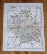 1898 Antique Map Of Counties Of Cambridge Huntington Cambridgeshire England - £21.99 GBP