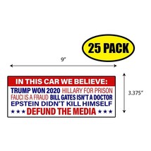 25 PACK 3.375&quot;x9&quot; In This Car We Believe Sticker Decal Humor Funny Gift ... - £18.20 GBP