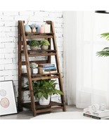 4-Tier Wooden Plant Stands Foldable Ladder Shelf Flower Display Indoors ... - £75.95 GBP