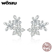 WOSTU 100% 925 Silver Gypsophila Flower Stud Earrings For Women Snowflake Earrin - £15.20 GBP