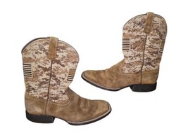 ARIAT Sport Patriotic Western Cowboy Boots Square Toe Brown Camo Size 4.5 - $28.50