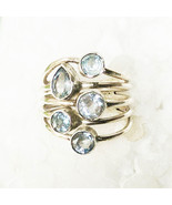 925 Sterling Silver Natural Blue Topaz Ring Handmade Jewelry Birthstone ... - £29.39 GBP+