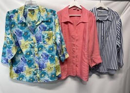 Lot Of 3 Women&#39;s Multicolor Printed Tops, Shirts Blouses Casual Plus 3X - £30.90 GBP