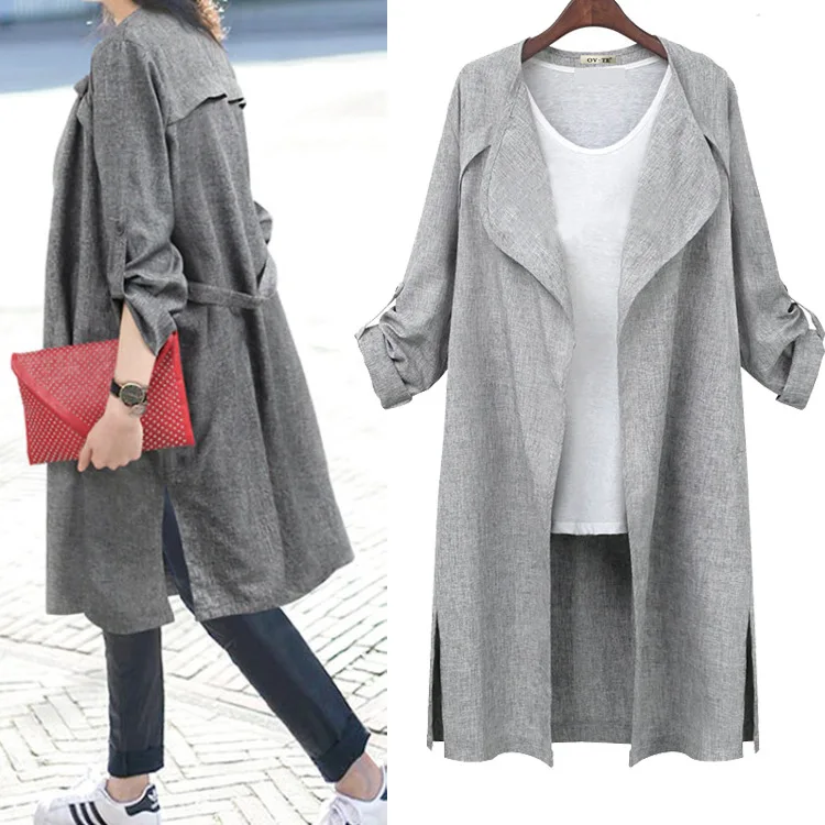 s Cardigan Coat Spring and Autumn New Large Size Loose Mid-Length Long Sleeve Tr - £122.23 GBP