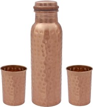 100% Pure Copper Water Bottle Handcrafted 34 Oz 1 Litter Copper Water Vessel - £25.41 GBP
