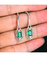 2.98ct Natural I-J Diamond Emerald 14k White Gold Earrings Set AJ03090126 - £2,319.84 GBP