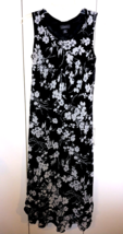Elementz Ladies Sleeveless Polyester BLACK/WHITE SEMI-SHEER/LINED Long DRESS-M - £10.37 GBP