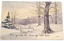 Antique Postcard Trees in the Snow ~ May this be a Very Happy Year For you and - £1.58 GBP