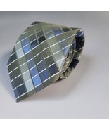 Van Heusen Silk Green Blue geometric square men tie 57 in long 3.5in wide - $19.87