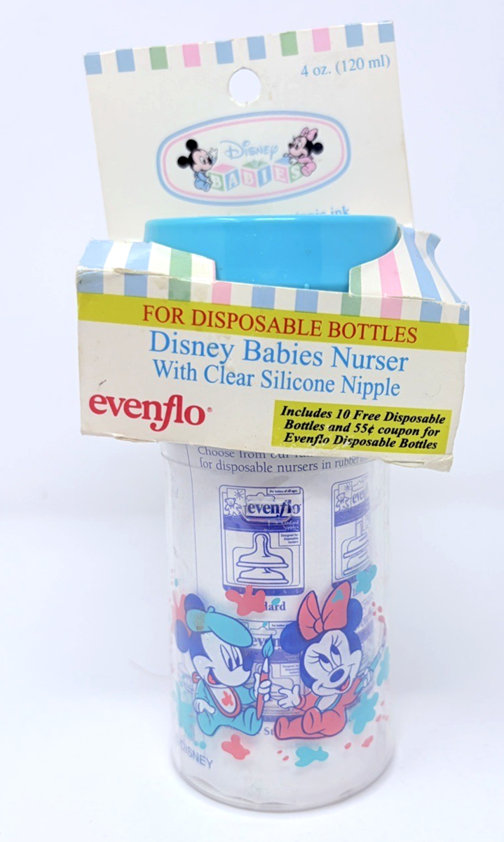 Vintage Evenflo Disney Babies Nurser Bottle Mickey Minnie Disposable Bot... - $29.99