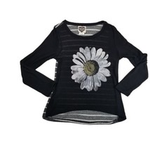 Modern Lux Sweater Top Juniors Sz L Hi Lo Long Sleeve Floral Daisy Strip... - £13.40 GBP