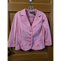 BISOU BISOU Pink Jacket Size 14 with 3/4 Sleeves Fitted - $14.98