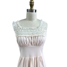 1940s Nightgown &quot;Miss Siren&quot; VTG Light Pink Sheer Nylon w/ Lace SZ S - $39.20