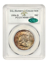 1954-D 50c PCGS/CAC MS66+ FBL ex: D.L. Hansen - £2,337.46 GBP