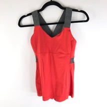 Lululemon Push Ur Limits Tank Top Crossover Straps Orange Gray 6 - £19.00 GBP