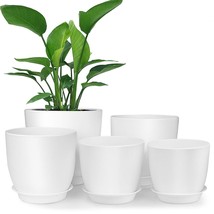 Plastic Planter, 7/6/5.5/4.8/4.5 Inch Flower Pot Indoor Modern Decorativ... - £22.37 GBP