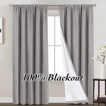 Princedeco 100% Blackout Linen Curtains 84 Inch Long, 52 X 84 Inch, Light Grey - £35.76 GBP