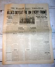 Wabash, IN Daily Times-Star, Sept. 27, 1918 - Allies Defeat Foes on All ... - £15.51 GBP