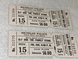 SLY AND THE FAMILY STONE 2 UNUSED 1974 TICKETS DETROIT MICHIGAN PALACE U... - $12.98