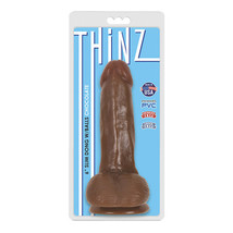 Curve Toys Thinz 6 in. Slim Dildo with Balls &amp; Suction Cup Brown - £21.85 GBP