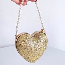 Luxury Sequin Heart Mini Party Evening Bag Designer Pearl Wristlet Clutch Weddin - £31.29 GBP