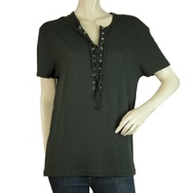 Zoe Karssen Black Criss- Cross Tie Front  Woman&#39;s T- Shirt Top size S - $59.40