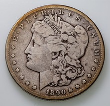1890-CC Silver Morgan Dollar in Very Good VG Condition, Light Gray Color - £156.90 GBP