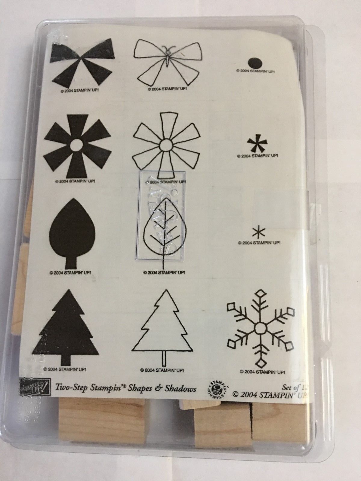 Stampin' Up Shapes & Shadows Set of 12 Stamps-Tree-Leave-Snowflake-Flower & More - $9.02