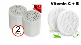 15-Stage Shower Filter Replacement Cartridge with Vitamin C+E for Hard Water 2PK - £10.27 GBP