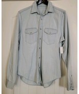 GAP 1869  Denim Shirt Sz  Medium  Blue Long Sleeved Pearl Snap Jean  Top  - €32,32 EUR