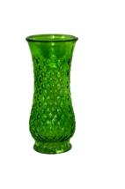 VASE green glass 8.5" tall 4" top diam 3" bottom diam (liv rm) - $2.50