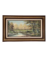 Beautiful Oil On Canvas Landscape Painting Dabbing Stream Signed By Brown - €107,15 EUR