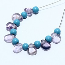 Natural Amethyst Smooth Pear Turquoise Beads Loose Gemstone Making Jewelry - £2.09 GBP