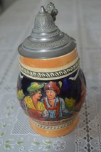 Vintage German Lidded Stein, 6.5” Tall, signed, “Guten Bier u. Junge Wei... - £31.96 GBP