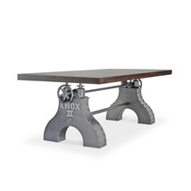 KNOX II Adjustable Dining Table - Industrial Iron Base - Walnut Top - £4,004.29 GBP