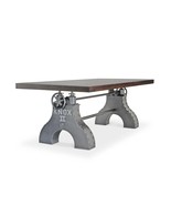 KNOX II Adjustable Dining Table - Industrial Iron Base - Walnut Top - £4,004.29 GBP