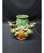 Old Stoneware Pottery Triple Frog Strawberry Pot Made In Japan Majolica ... - $186.99