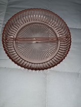  Vintage Pink Depression Glass Relish Dish Divided 7&quot; diameter - $17.76