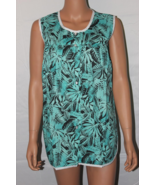 NEW – EASY ESSENTIALS SNAP FRONT SMOCK COBBLER APRON AQUA BLUE PALMS M 3... - $10.99