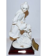 LOVELY 1988 GIUSEPPE ARMANI FLORENCE ITALY GIRL WATERING THE GARDEN 9&quot; F... - $222.43 CAD