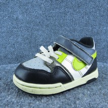 Nike Boys Sneaker Shoes Black Leather Hook &amp; Loop Size T 6 Medium - £17.09 GBP