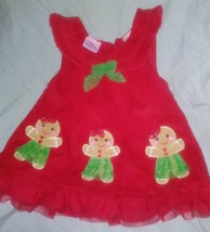 Vintage Nanette Baby Christmas Holiday Gingerbread Jumper  Dress Sz 18 Months - £22.31 GBP