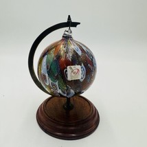 Murano Millefiori Globe On Wooden Stand Glass Vetro Artistico 033 6.5in ... - $147.51