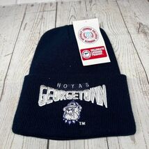 Vintage Cuffed Georgetown Hoyas NCAA Hat Beanie Cap Navy Blue New Men - $8.44
