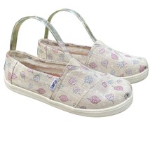 Toms Natural Sparkle Ornaments Christmas Linen Slip on Shoes 6 Holiday - £14.21 GBP