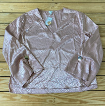 River island NWT $32 women’s silky long sleeve blouse size 8 pink A3 - £11.99 GBP
