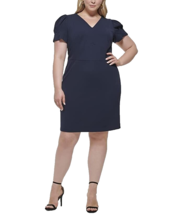 NEW  DONNA KARAN DKNY NAVY BLUE CAREER  SHEATH DRESS SIZE 16 W WOMEN  $129 - £54.91 GBP