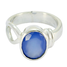 Domestic Jewelry Blue Chalcedony Gemstone Rings For Independence Day Gift AU - £19.81 GBP