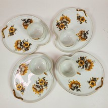 Vintage Craftsman China Eggshell Pattern Snack Tray &amp; Cup 4 SETS - £93.86 GBP